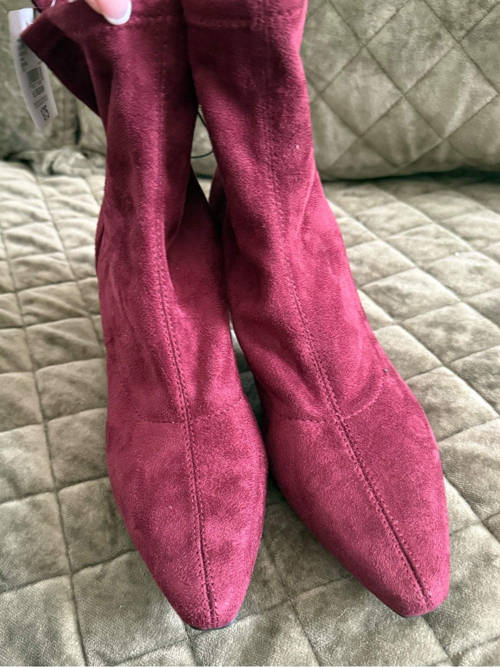 NWT Worthington Burgundy Faux Suede Pointed Toe Sock Booties - Size 6.5